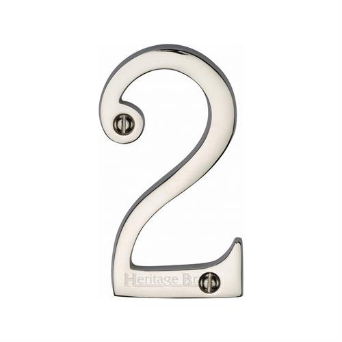 C1560 2-SB - HERITAGE BRASS NUMERAL 2 FACE FIX 76MM (3) SATIN BR