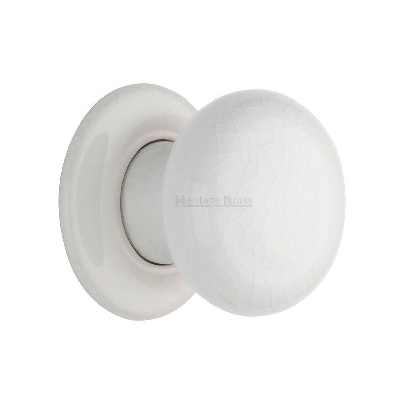 7010-PR - White Crackle Knob With Porcelain Base