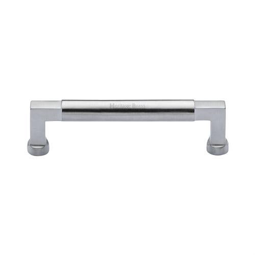 C0312 128-SC - Heritage Brass Cabinet Pull Bauhaus Design 128mm CTC Satin Chrome Finish