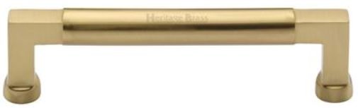 C0312 128-SB - Heritage Brass Cabinet Pull Bauhaus Design 128mm CTC Satin Brass Finish
